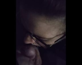 Milf in glasses getting cum on face