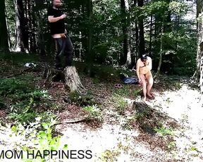 MILF Naked in Forest Taking Golden Shower and Cum in Face