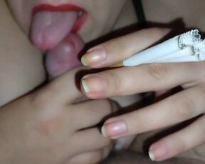 Smoking three cigarettes and sucking dick