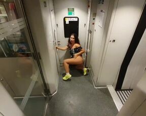 My Crazy Masturbation of Hairy Pussy in Public Train! Part1