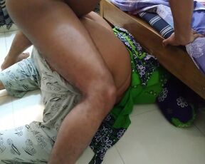 Indian Desi Huge ass Aunty gets stuck under bed while cleaning room then a Guy comes & fucks her