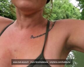 Anal fuck and squirt on a boat a voyeur masturbates behind the tree!