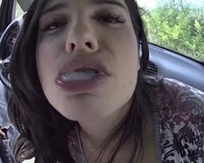 WHITE SLUT SUCKS BBC IN THE CAR