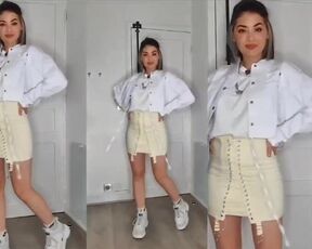 Clementine M try on haul tight skirt hot legs