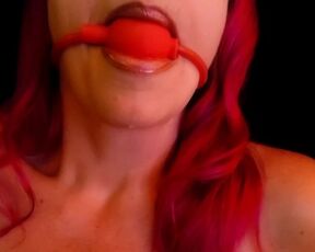 Drooling Redhead Ball Gagged, Tied and Teased with Vibrator.