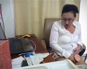 Woman Secretary Gets Fucked with a Dildo. Hidden Camera in the Office Part 3