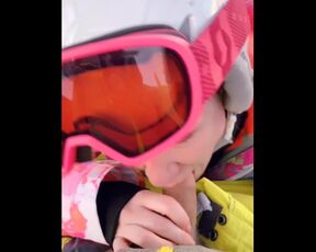 Snowboarding Slut Sucks my Cock in Public!