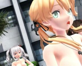 【MMD】Girls in the courtyard【R-18】