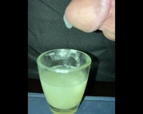 Trying to add another load to a shot glass with a month’s worth of my cum—slow motion