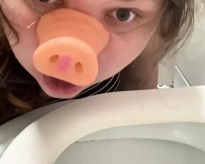 Pig slut toilet licking humiliation