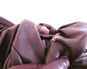 Leather Soft ASMRCum on StepMom's lambskin leather coat