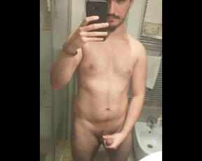 Cute boy aftercum, at the mirror!!