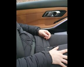 Step mom hand slip under step son underwear making him cum on steering wheel