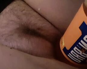 Fucking my pussy with an Iru Bru bottle