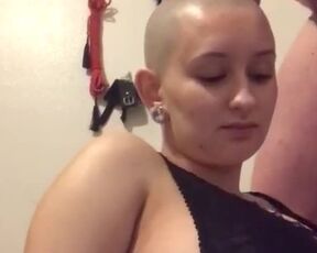 Oil & cum on bald head