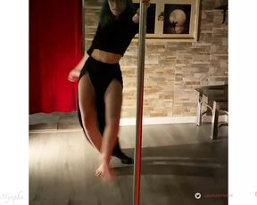 having fun pole dancing