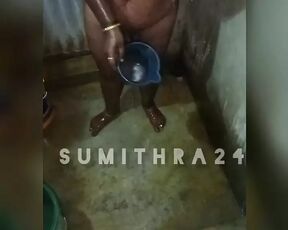 Tamil wife bathing